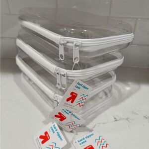 Hard Sided Zipper Pencil Case - Clear (4pk)